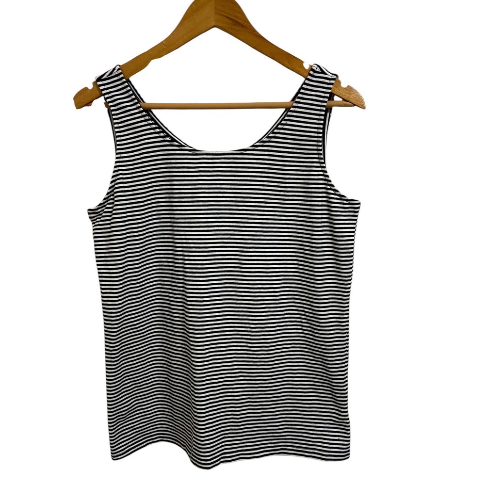 Talbots NEW Striped Tank Top Scoop Neck Nautical Minimalist Coastal Size M NEW - Picture 2 of 10